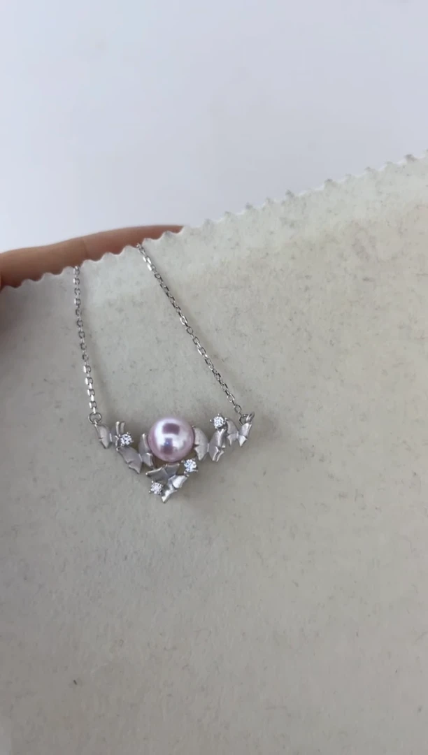 海水珍珠银S925镶嵌颈饰吊坠7-8