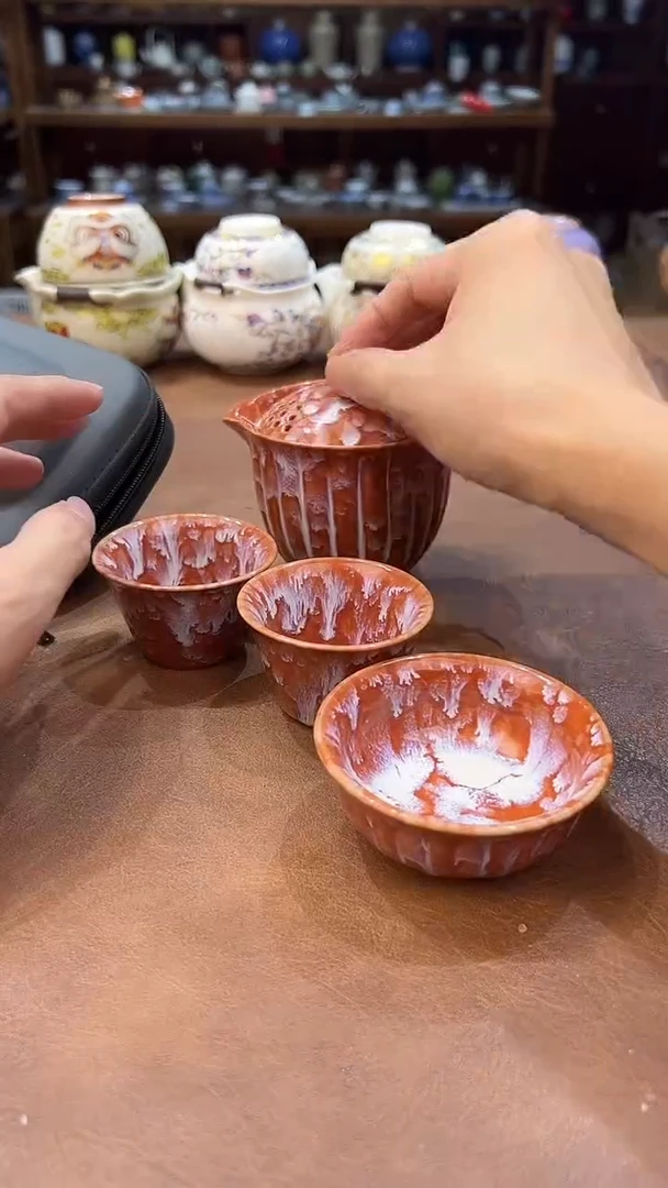 真的很便宜超好看会开片的旅行茶具