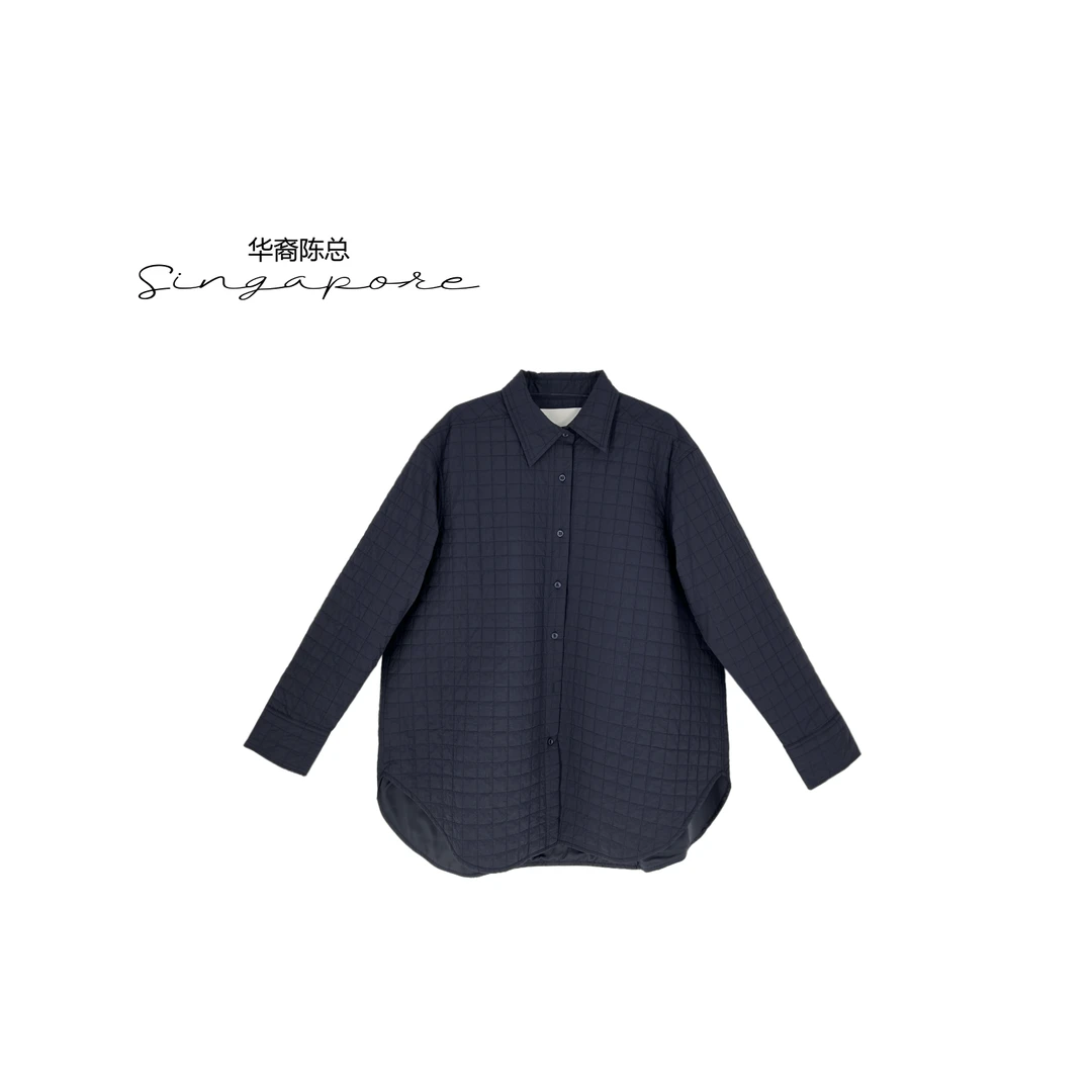 华裔陈总【浮云月下】秋季新款格纹平纹布进口棉棉服MF-10035
