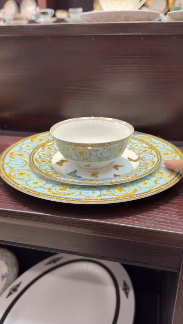 瓷片大小盘+饭碗 微瑕 1套