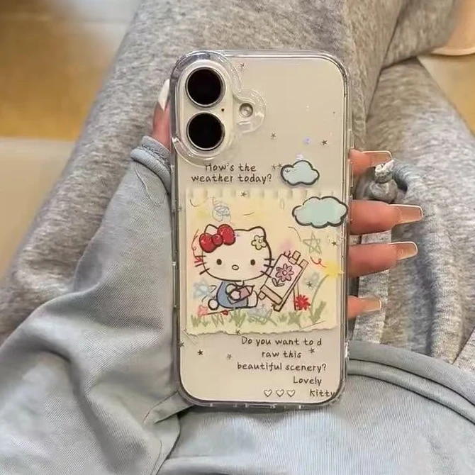 ins风凯蒂猫适用苹果iphone16promax15高级手机壳13/12大孔透明SS