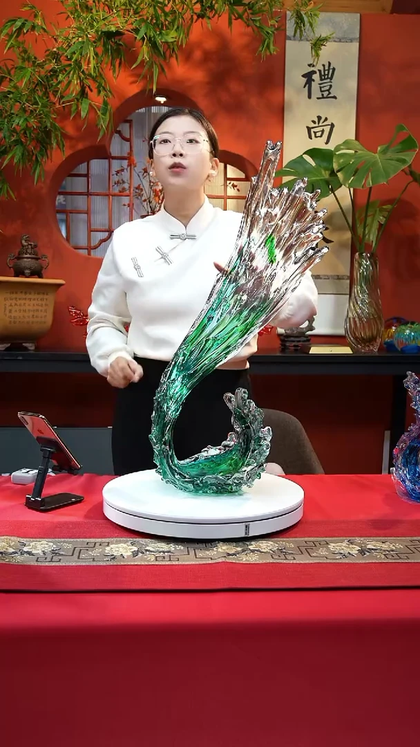 手工艺品琉璃薄荷绿色风生水起福利款