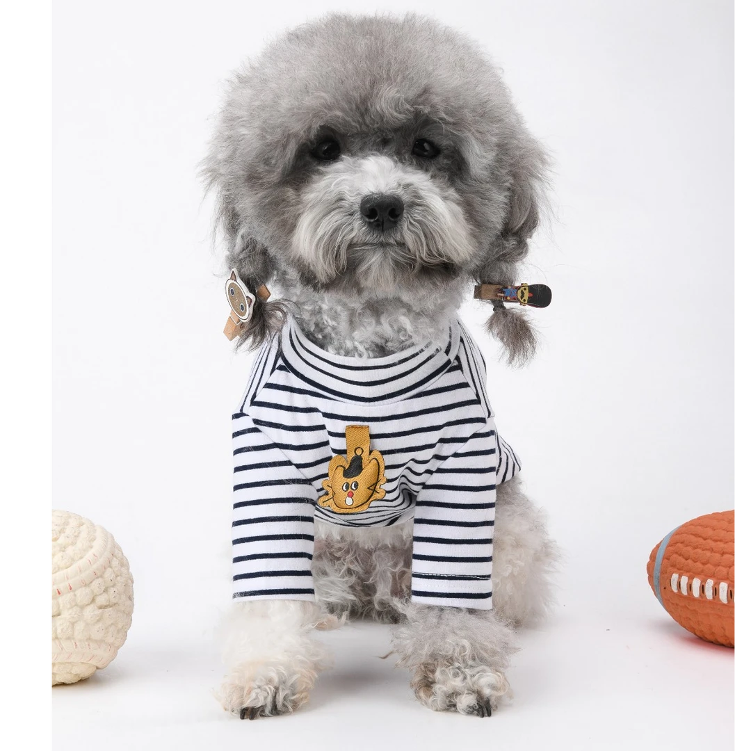 MAYAN/孖然狗狗猫咪T恤小狗小猫上衣衣服中小型犬秋季条纹宠物T恤