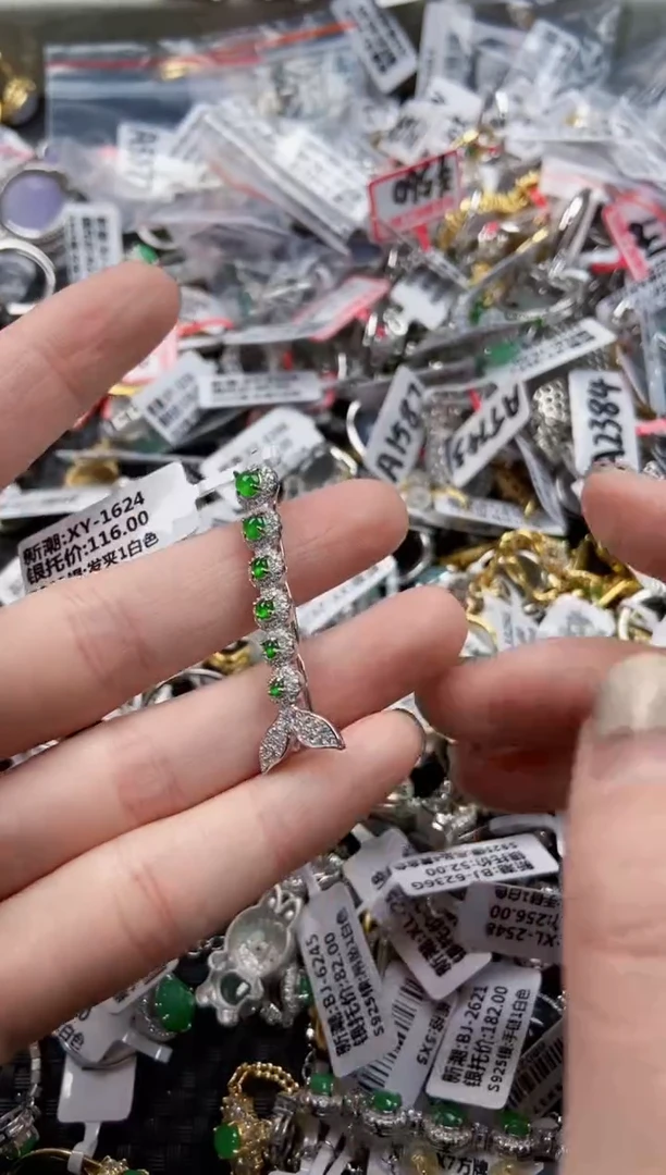 翡翠戒指银S925镶嵌666----10