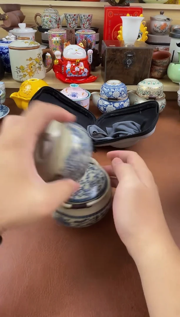 陶瓷茶具摆件旅行套组