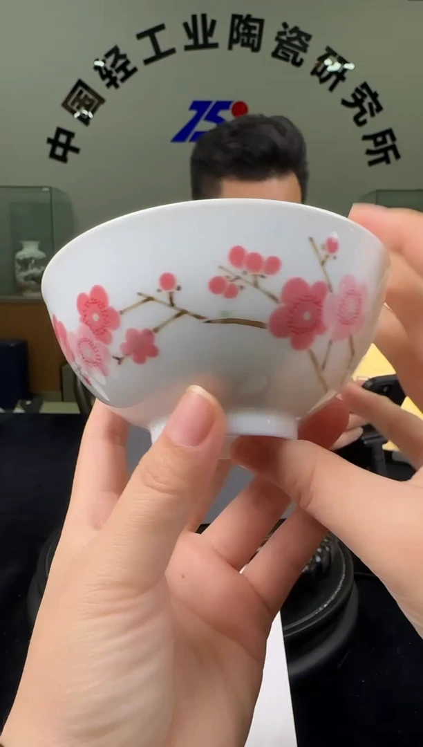 陶翠竹红梅正德碗