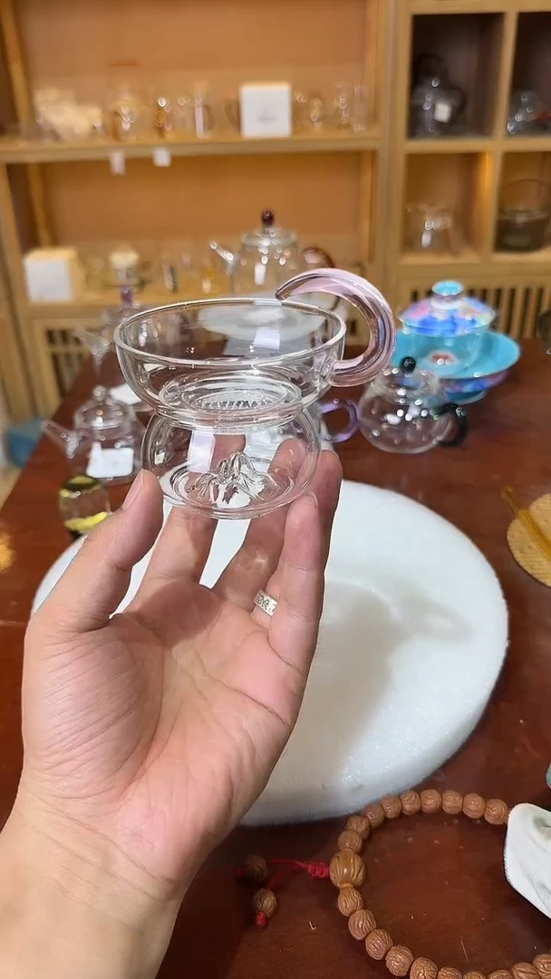 粉色灵角茶漏。。。。。。