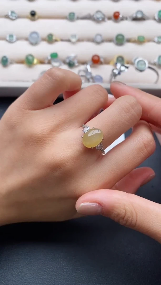 银S925镶嵌戒指翡翠555555+4