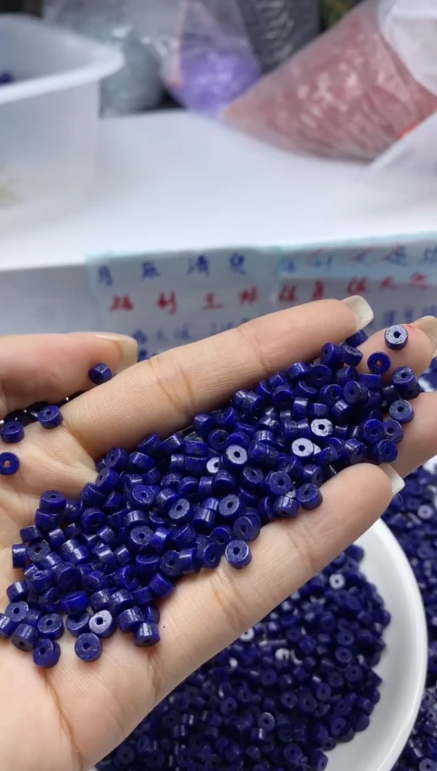 玛瑙/玉髓颈饰未镶嵌w2101青金石直切隔片4*2mm*50颗