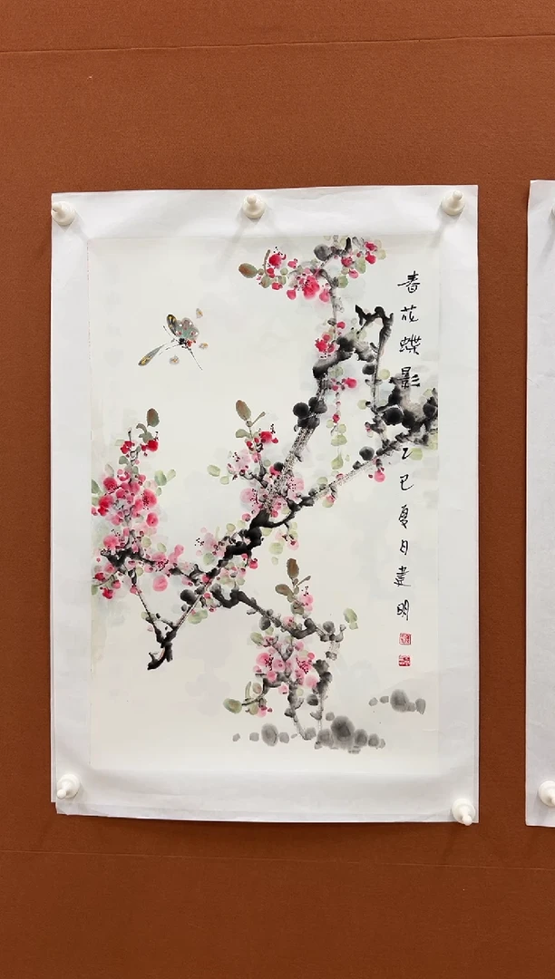 国画童建明四尺三开花鸟