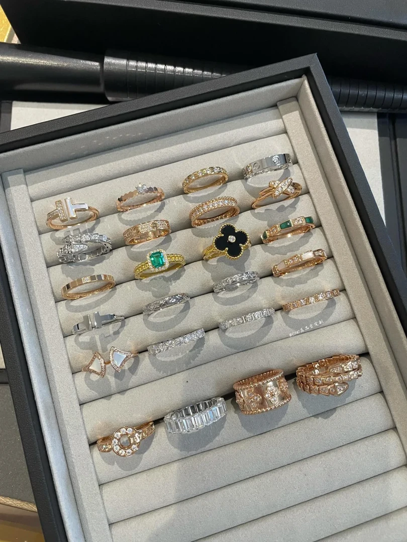 合金戒指 【上免会戒指合集】戒指 黑陶瓷 弹簧 菱格 灵蛇 铜钱戒指