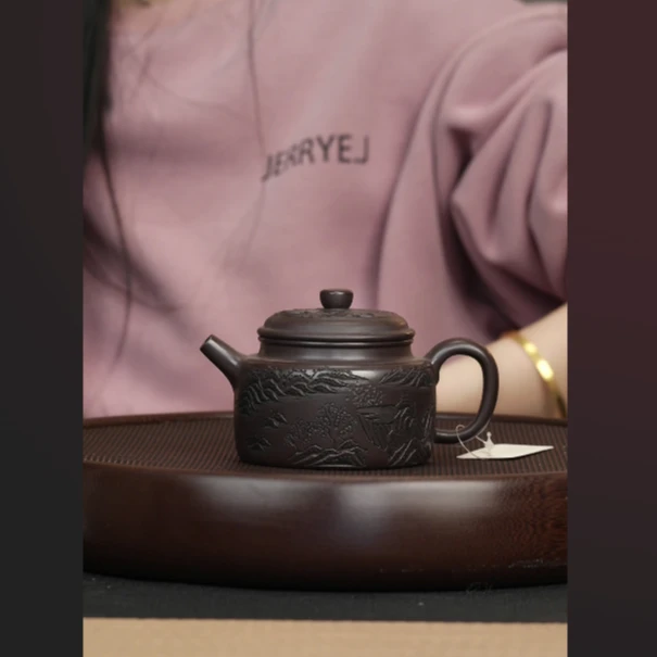 45 FMH老紫泥浮雕刻镂空德钟