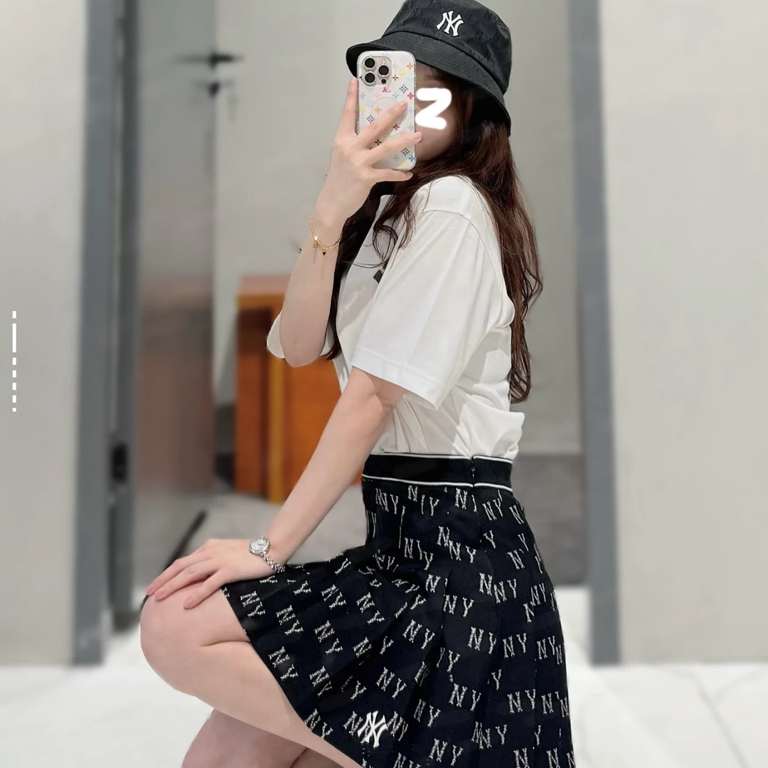 MLB刺绣百搭休闲复古老花百褶刺绣情侣印花休闲短裙 3FSKM0144 DF