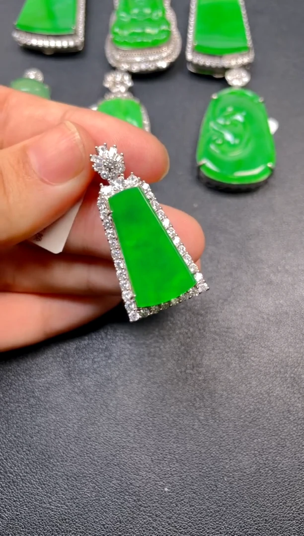 吊坠(不含链)银S925镶嵌翡翠吊坠