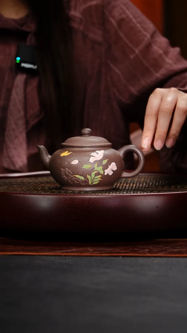 茶壶紫砂成进窑 圆珠132 天青 230毫升