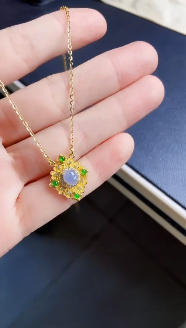 翡翠银S925镶嵌颈饰12