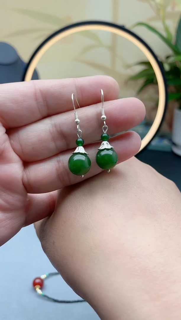 玛瑙/玉髓耳饰银S925镶嵌682