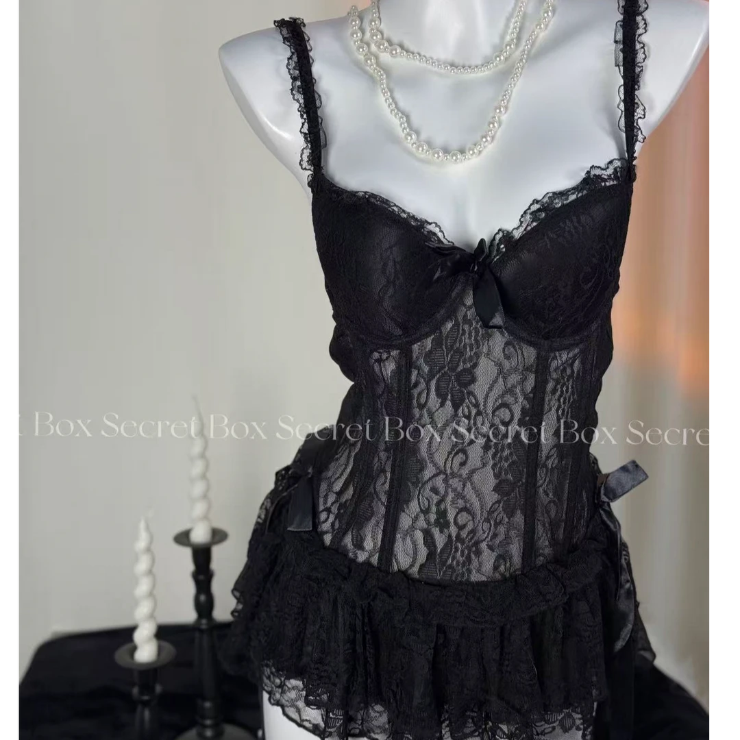 【密盒日记】蕾丝镂空女款蕾丝美背吊带裙