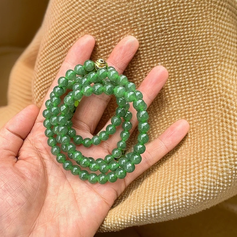 缅甸翡翠葡萄肉绿6mm珠串