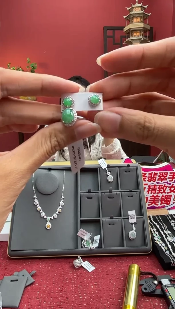 银S925镶嵌戒指翡翠003562R