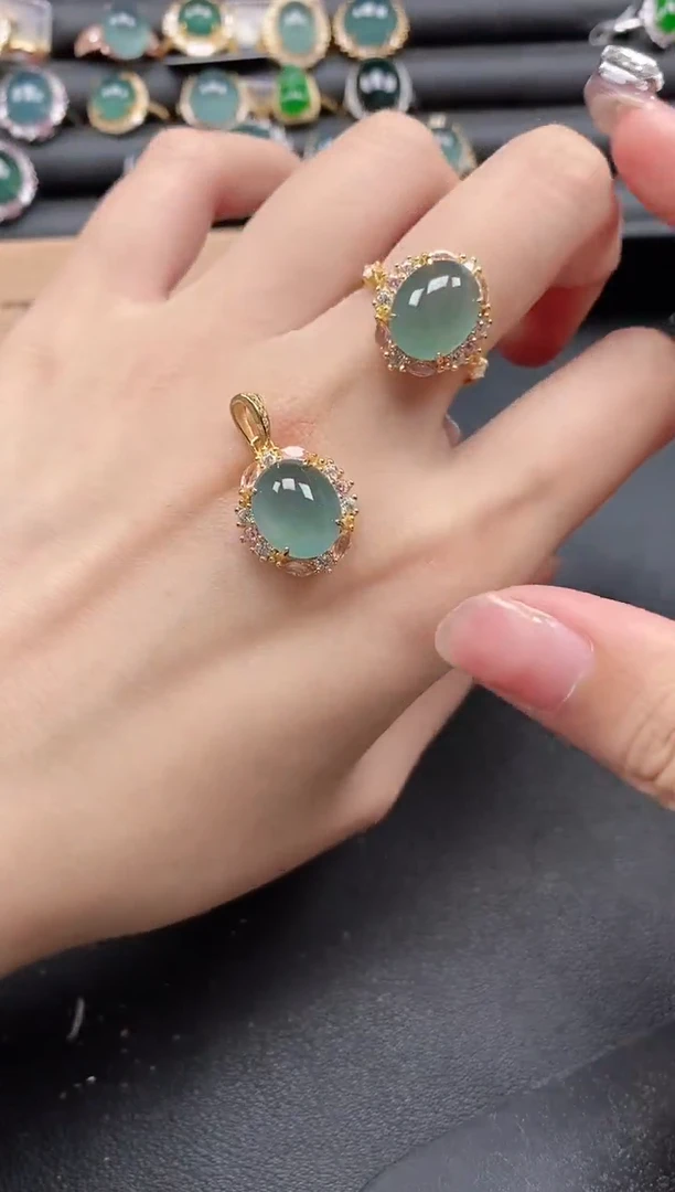 翡翠戒指银S925镶嵌51511