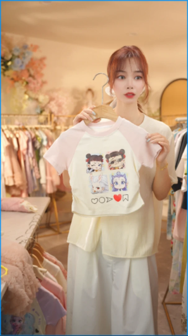 韩系女哪吒恤辣妹风紧身上衣夏季新款儿童短袖