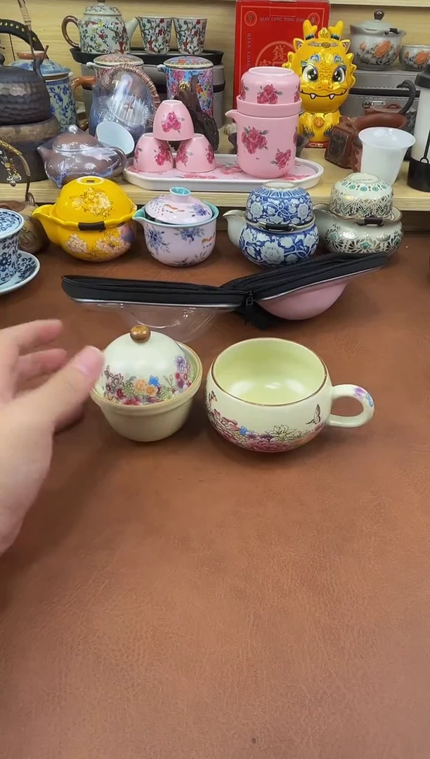 陶瓷茶具摆件旅行套组