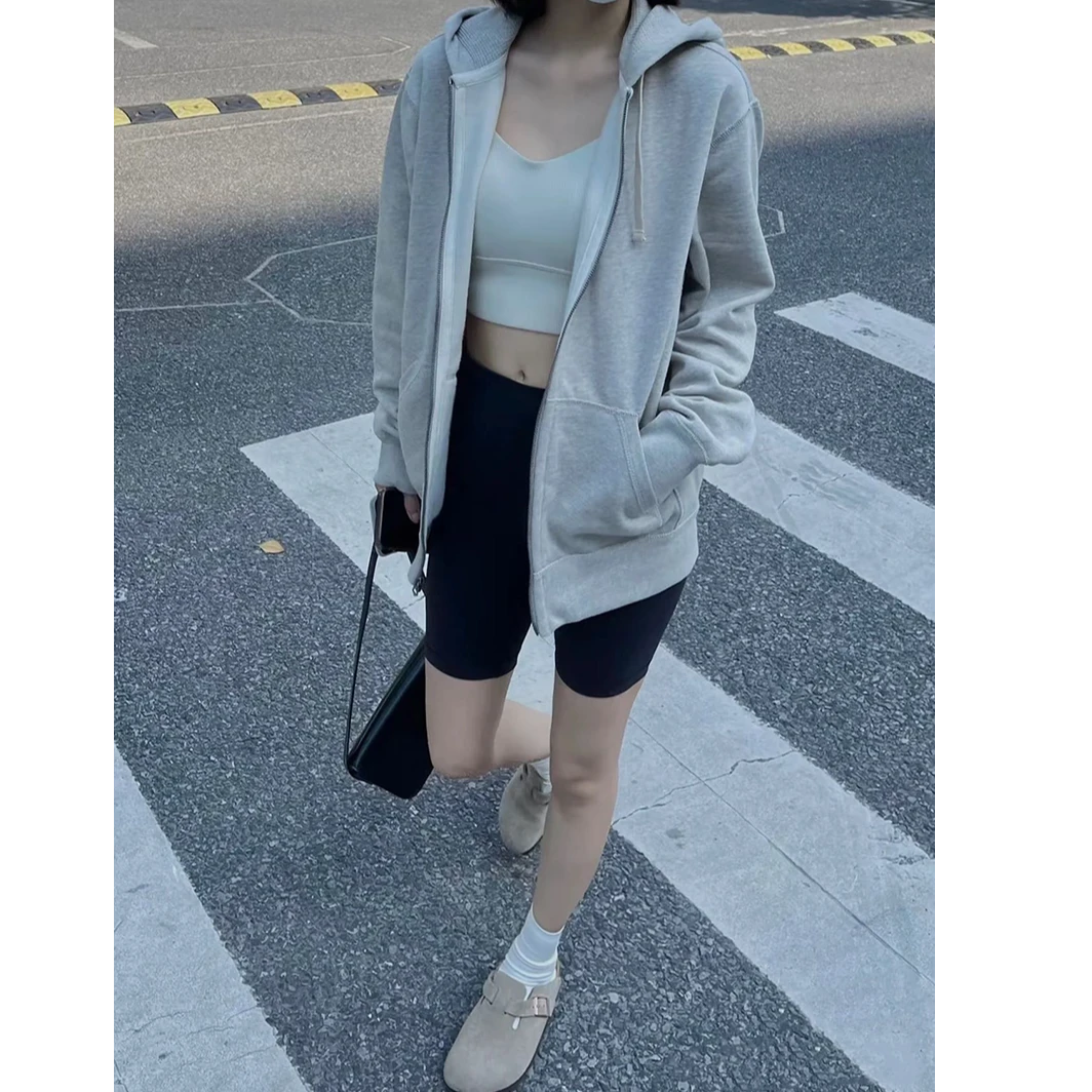 宝丫轻奢  情侣款男女潮流休闲宽松拉链连帽卫衣外套K3586