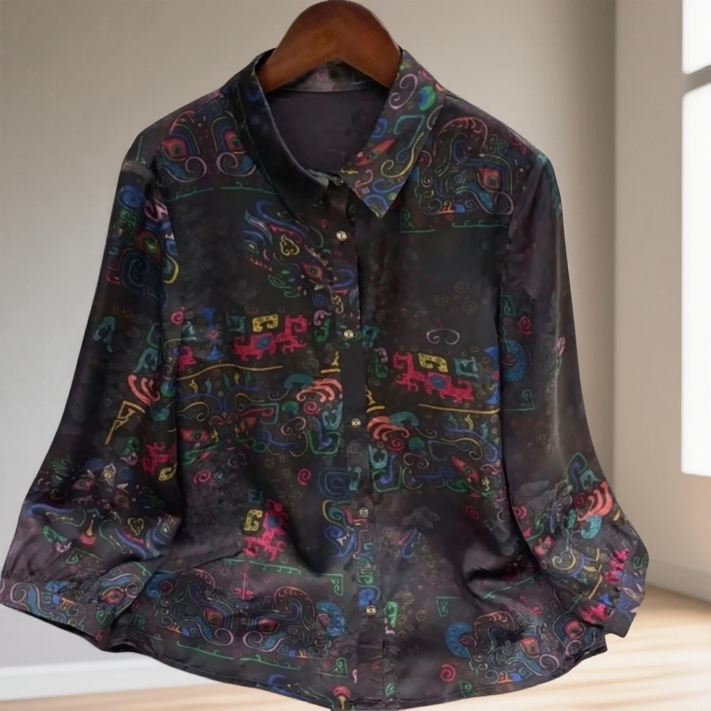 113【小吴专属】新款高定设计长袖翻领百搭减龄衬衫上衣