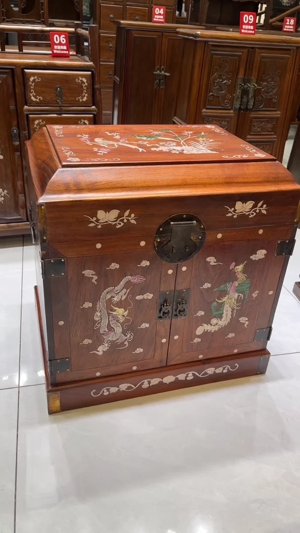【闪购商品】贡木龙凤呈祥螺钿大官箱