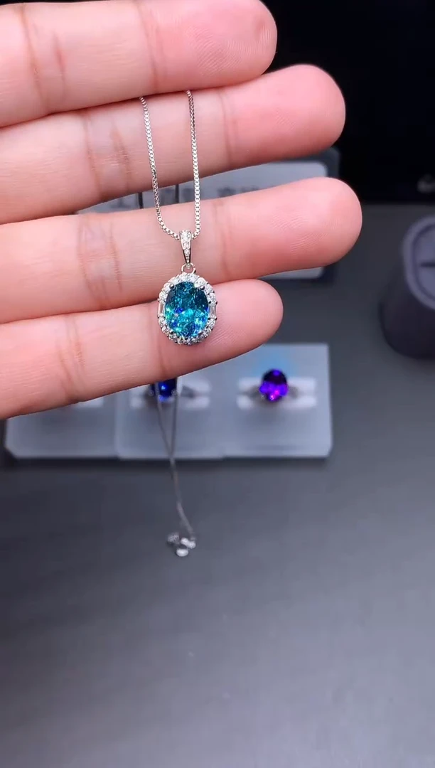 颈饰银S925镶嵌碧玺22