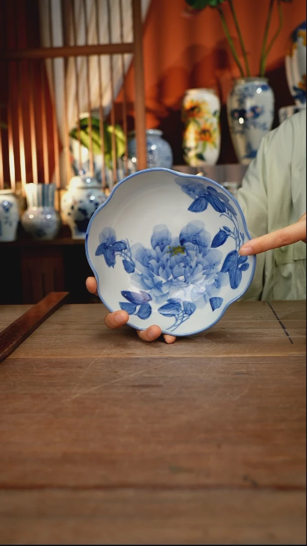 瓷片【简家甄选】景德镇设计师釉下手绘陶瓷餐具