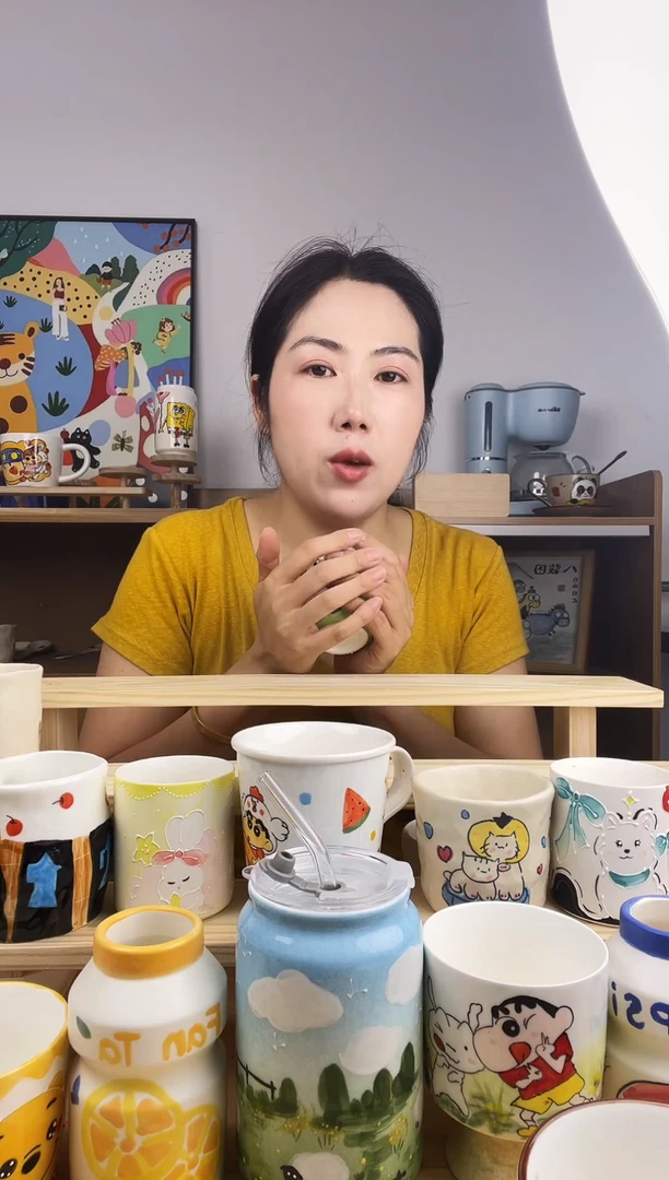 杯子景德镇高温釉下彩陶瓷手绘卡通创意