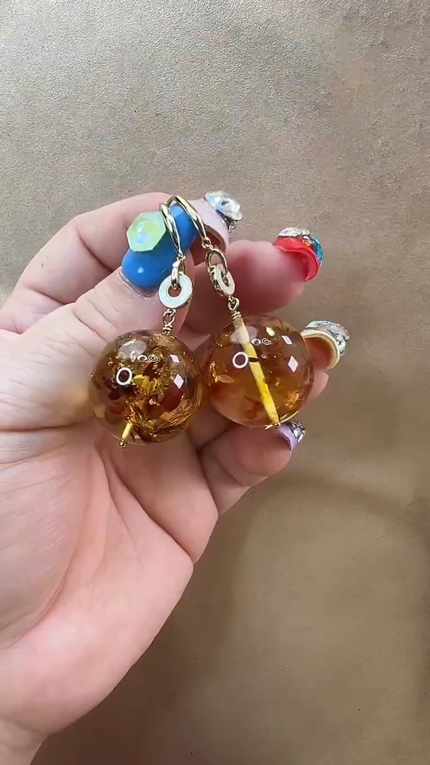 未镶嵌琥珀耳饰耳环