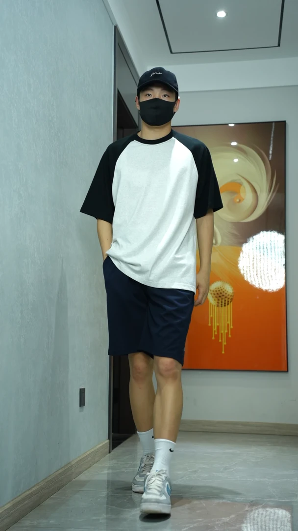 夏季300G重磅短袖t恤男欧美潮牌+纯色运动短裤男街头宽松阔腿简约