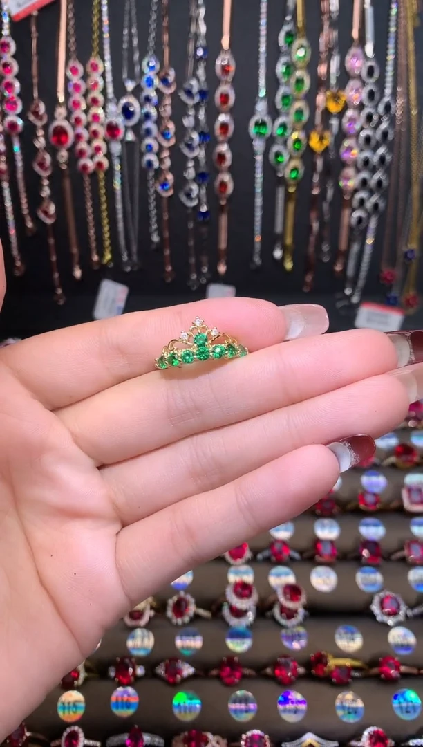 【闪购商品】透辉石戒指银S925镶嵌金色