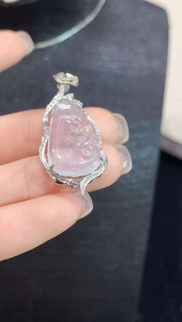 翡翠18K金镶嵌吊坠(不含链)多样性发其一