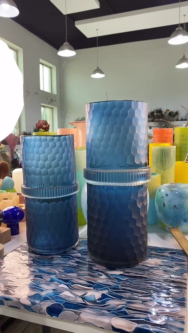 慕忆家手作琉璃花瓶一对