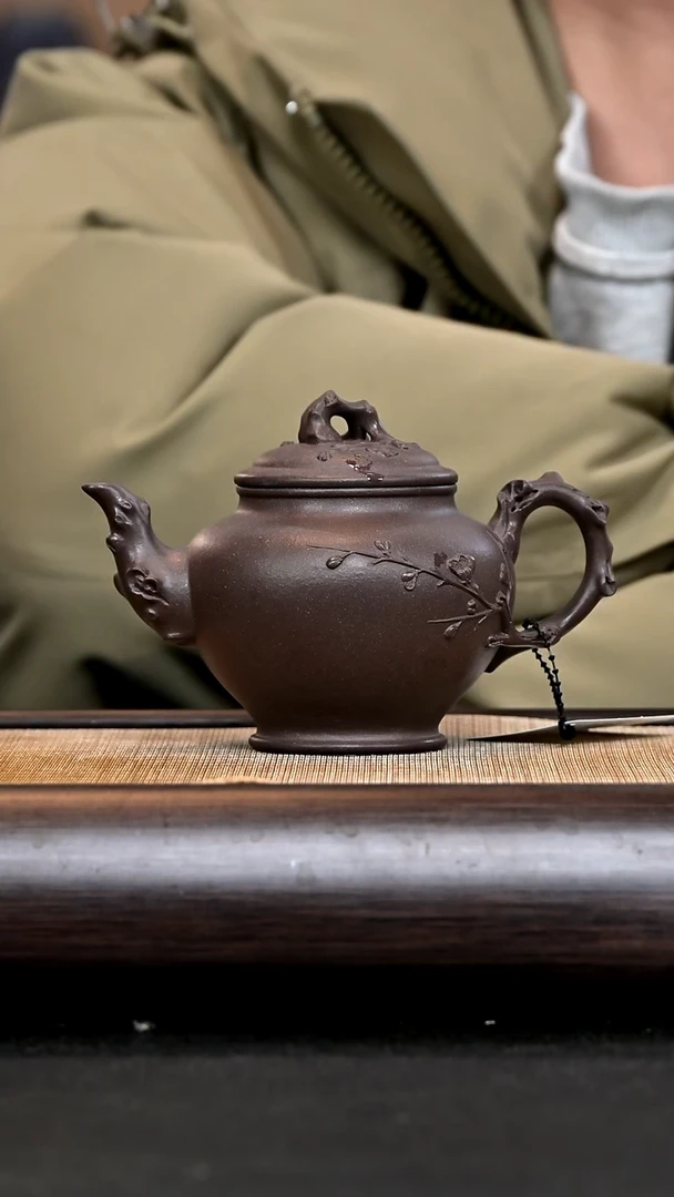 【闪购商品】紫砂茶壶JQ12761 梅报春全手 天青