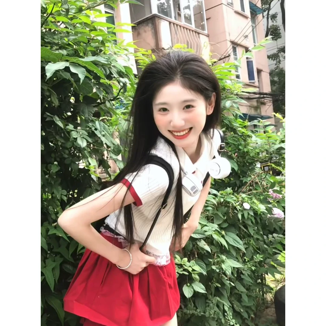 夏天巨好看的学院风裙子套装女夏短袖t恤韩系一整套ootd小众女装