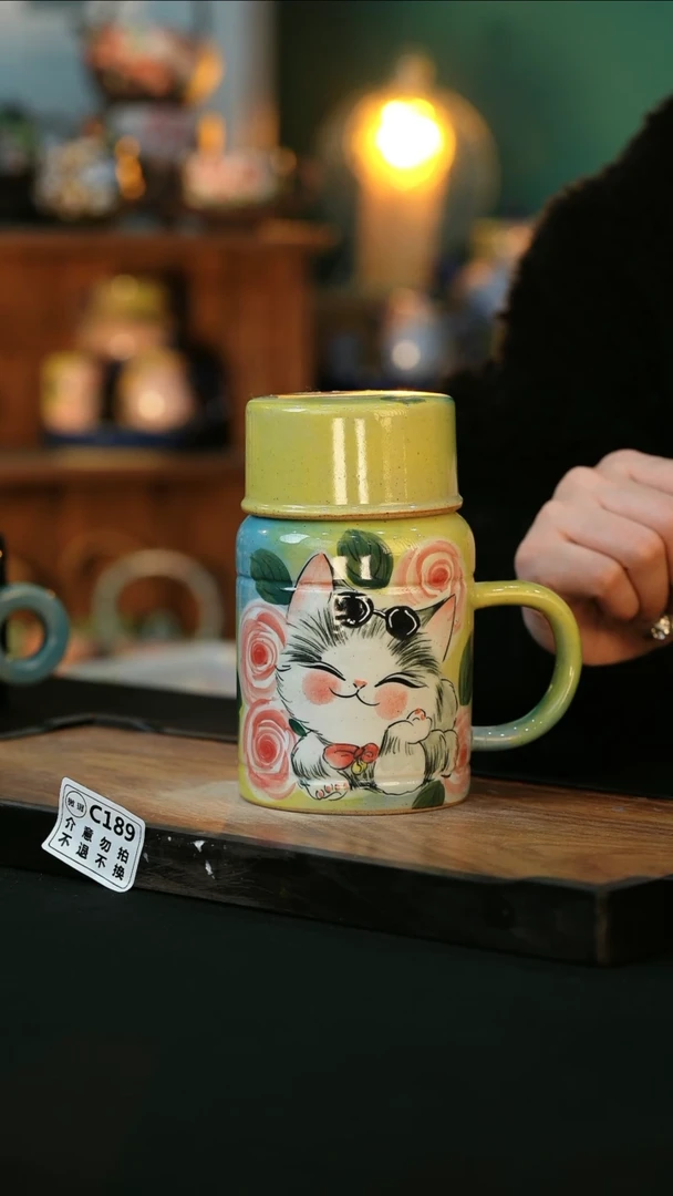 【闪购商品】杯手绘心瓷陶瓷浮力微瑕