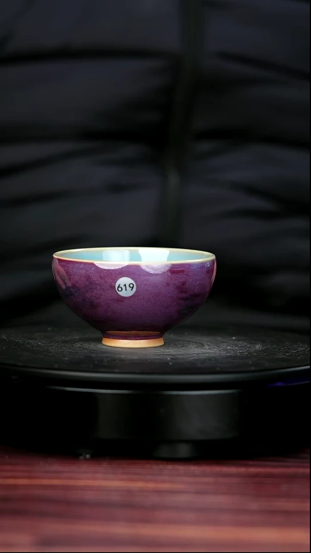 盖碗瓷619#张旭东一级品原矿钧瓷鸡心杯