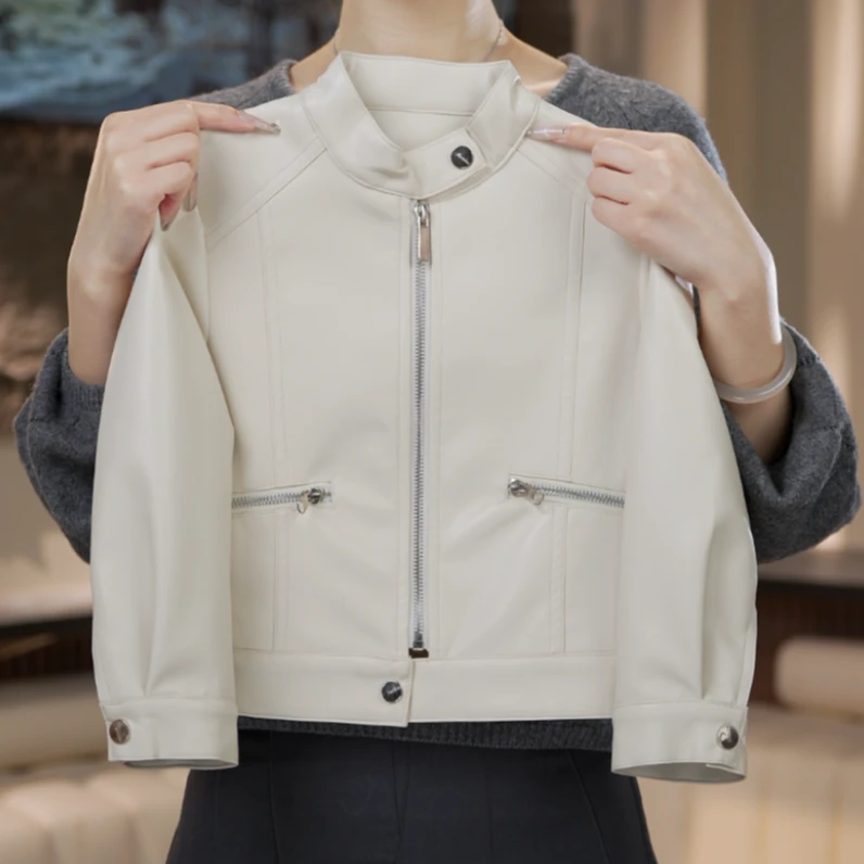 【1%】2025原版春款儿童纯色中性款高级皮衣洋气高级外套短款简约