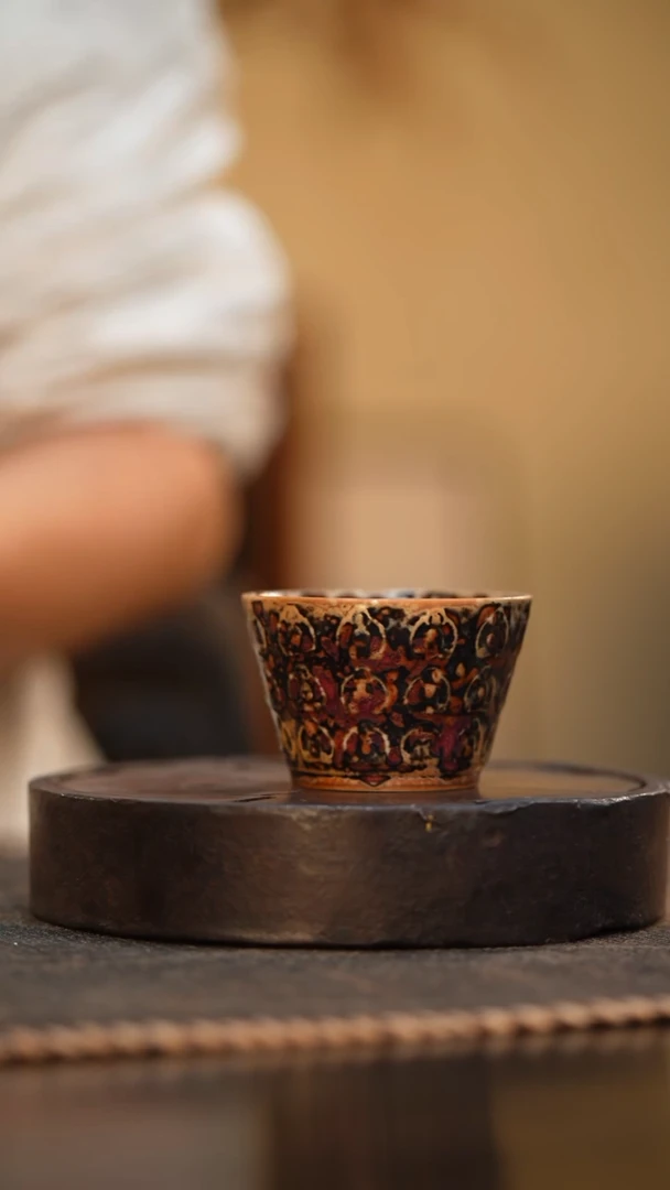 70柴房陶瓷柴烧斑鹿万佛杯