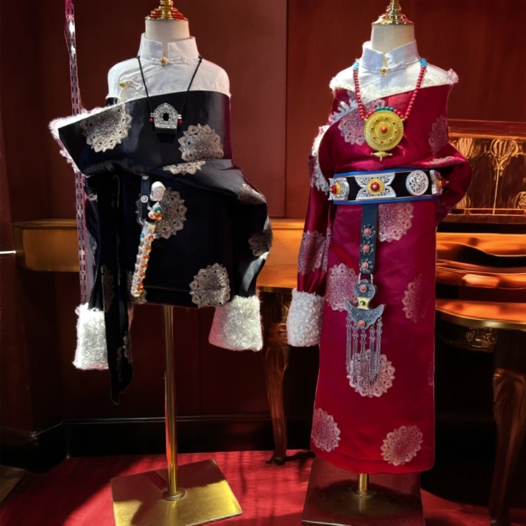 儿童冬季加绒缎面藏袍#男女同款#儿童新款藏袍