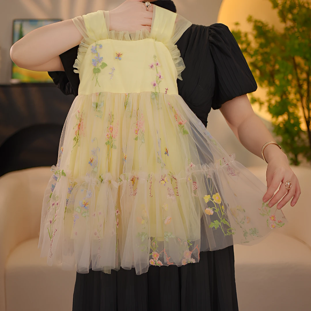 MJ女童连衣裙2025新款夏款碎花洋气女孩儿童甜美仙气公主礼服裙