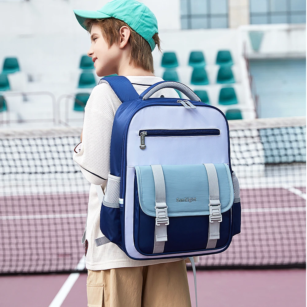 【阳光8点】1-3年级学生书包简约休闲时尚百搭学院风双肩包#90280