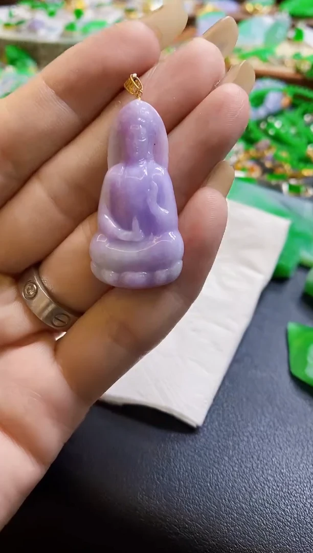 【闪购商品】定制翡翠18K金镶嵌观音