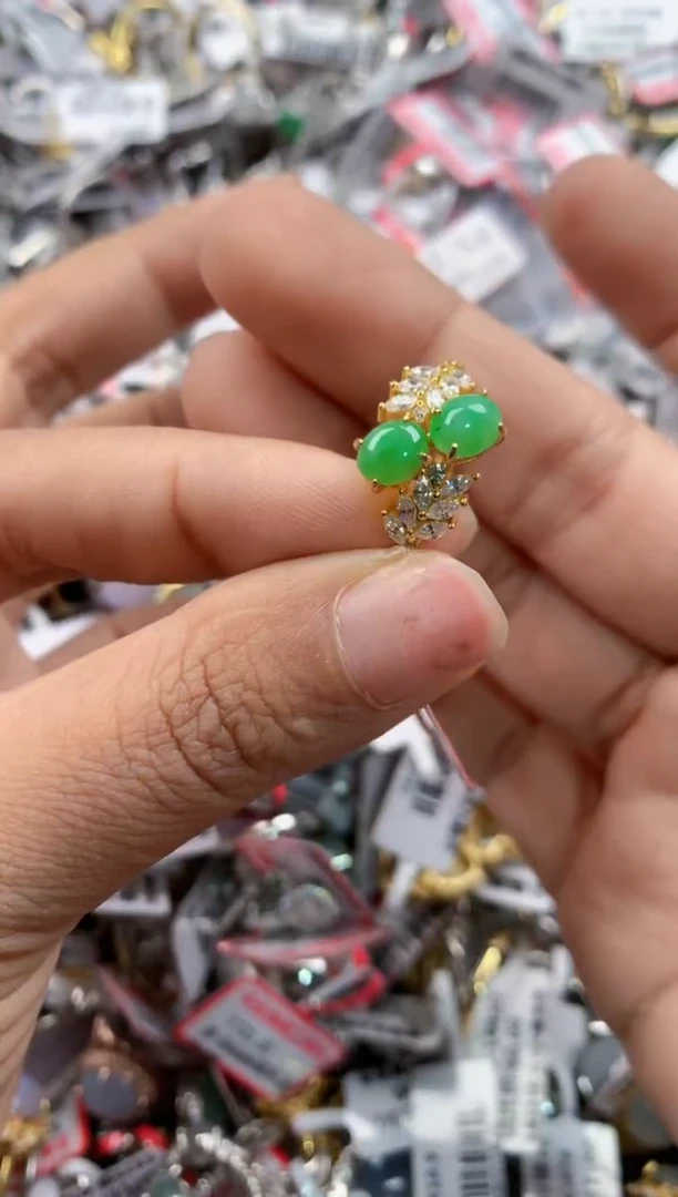 银S925镶嵌戒指翡翠2222----3