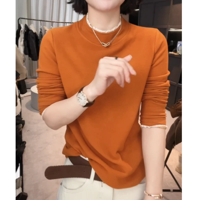 新款冬季圆领设计感百搭时尚长袖显瘦上衣LK2507806
